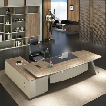 德诚和 办公老板桌简约现代总裁办公室桌椅组合轻奢大班台新中式家具